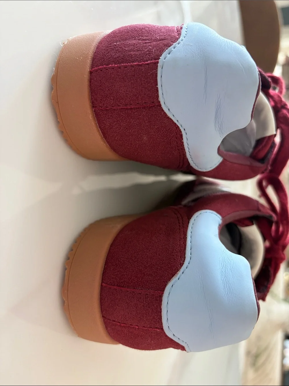 Steve Madden Bennett Burgundy Suede Mesh Sneakers Gum Sole Women’s Size 8 NWOT